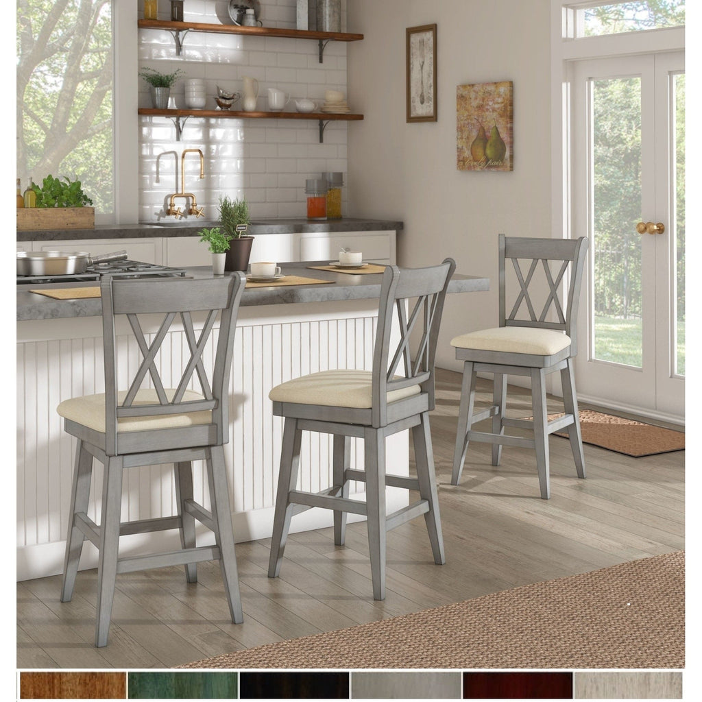 Sgabello da bar girevole in legno con schienale a doppia X Eleanor di iNSPIRE Q Classic