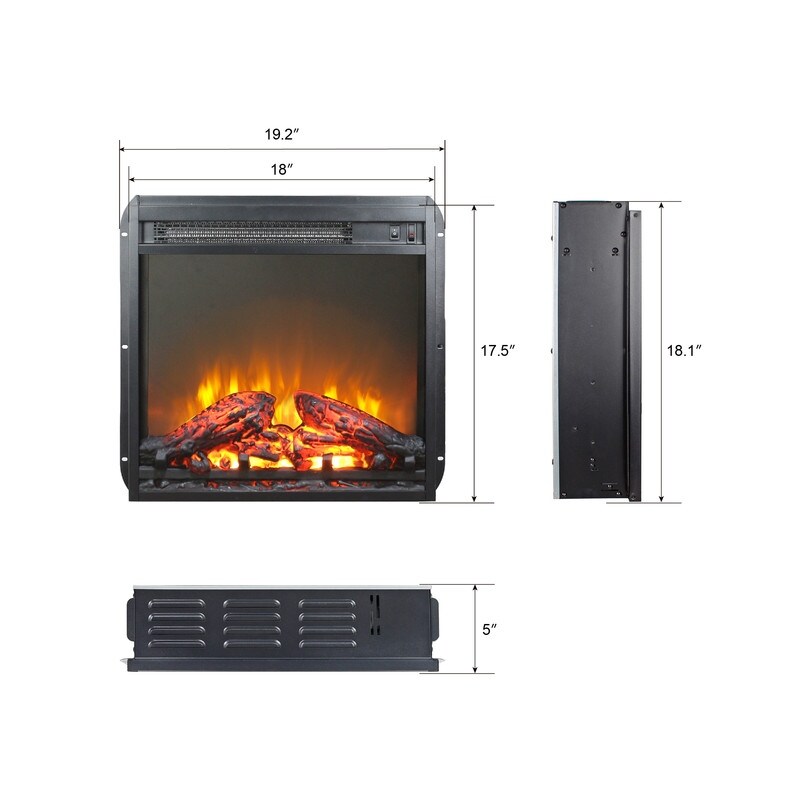 Inserto per camino elettrico con riscaldamento regolabile, luminosità, timer e protezione da surriscaldamento, 1400 W, certificato CSA