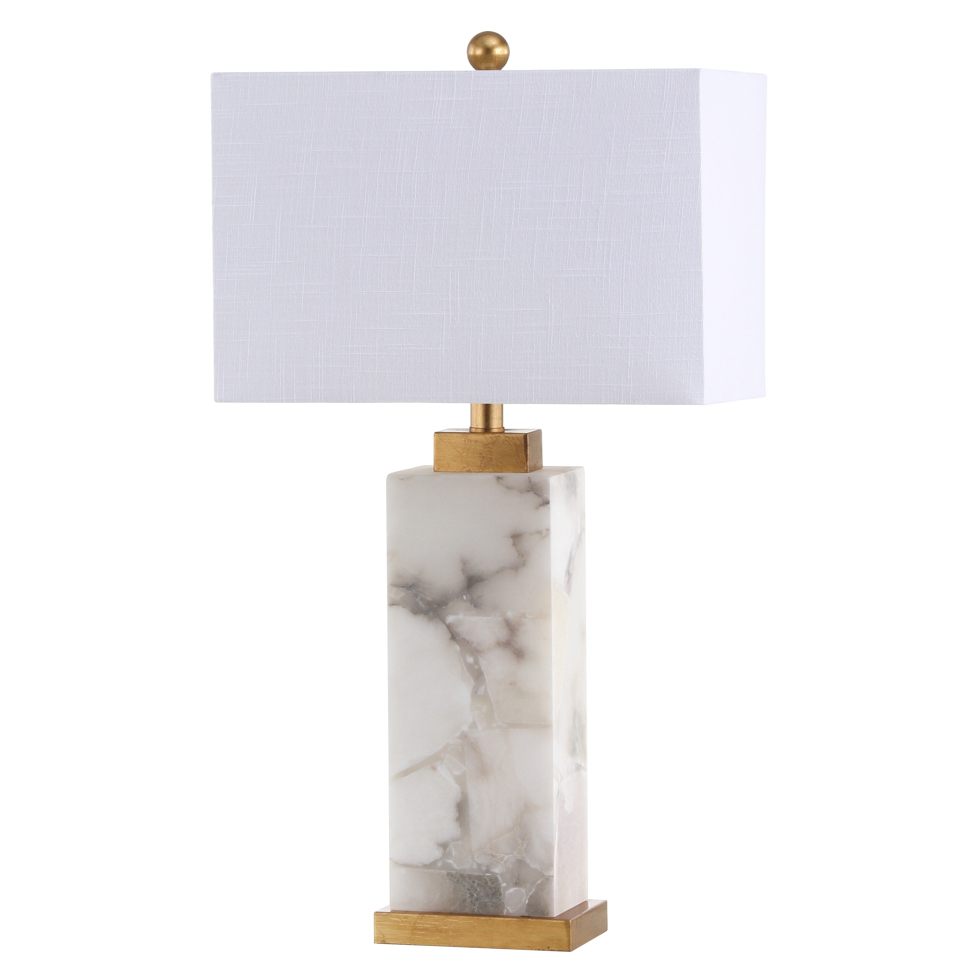 Lampada da tavolo a LED Eloise 27.5 Alabaster, bianco/foglia oro di JONATHAN Y