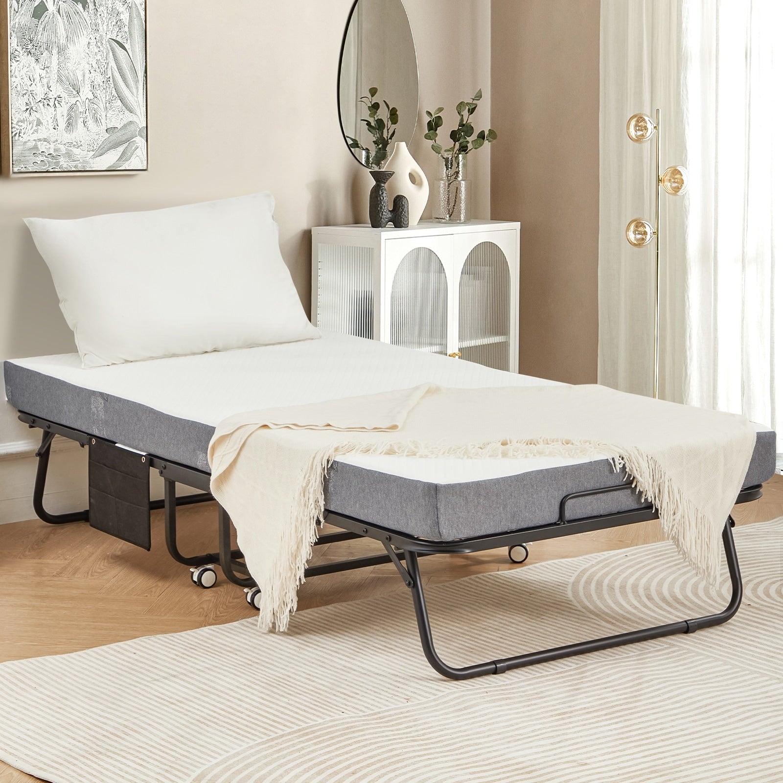 Letto pieghevole Erommy con materasso in memory foam: letto pieghevole portatile per adulti con lussuoso materasso in memory foam da 5 pollici