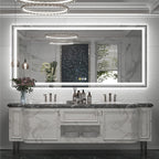Specchio da bagno extra large con illuminazione a LED, antiappannamento, 3 colori
