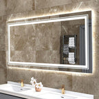 Specchio da bagno extra large con illuminazione a LED, antiappannamento, 3 colori