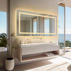 Specchio da bagno extra large con illuminazione a LED, antiappannamento, 3 colori