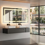 Specchio da bagno extra large con illuminazione a LED, antiappannamento, 3 colori