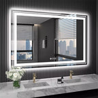 Specchio da bagno extra large con illuminazione a LED, antiappannamento, 3 colori