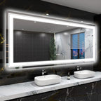 Specchio da bagno extra large con illuminazione a LED, antiappannamento, 3 colori