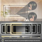 Specchio da bagno extra large con illuminazione a LED, antiappannamento, 3 colori