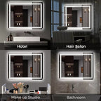 Specchio da bagno extra large con illuminazione a LED, antiappannamento, 3 colori