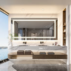 Specchio da bagno extra large con illuminazione a LED, antiappannamento, 3 colori
