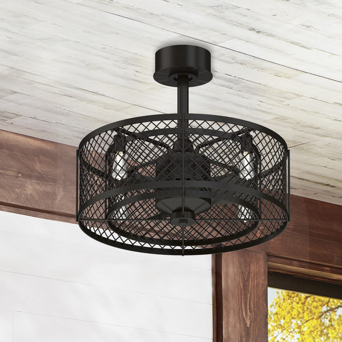 Ventilatore da soffitto a 4 luci in bronzo anticato Vintere della collezione Fanimation Studio
