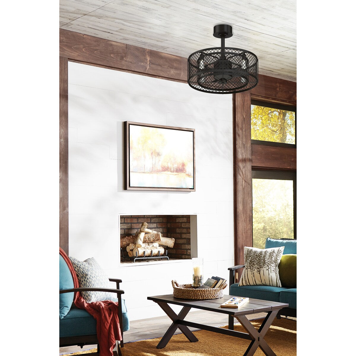 Ventilatore da soffitto a 4 luci in bronzo anticato Vintere della collezione Fanimation Studio