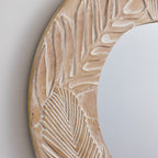 Specchio da parete rotondo in legno intagliato stile fattoria - 28 x 28