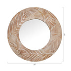 Specchio da parete rotondo in legno intagliato stile fattoria - 28 x 28
