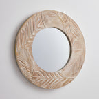Specchio da parete rotondo in legno intagliato stile fattoria - 28 x 28