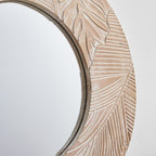 Specchio da parete rotondo in legno intagliato stile fattoria - 28 x 28