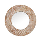 Specchio da parete rotondo in legno intagliato stile fattoria - 28 x 28
