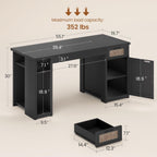 Scrivania direzionale Farmhouse Scrivania per ufficio domestico Cassetto per archivi Supporto per monitor Presa di corrente
