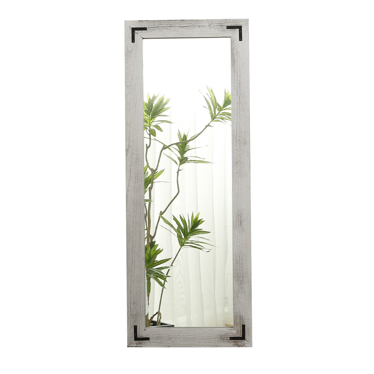 Specchio da terra a figura intera con cornice in legno rustico stile fattoria - 65x24