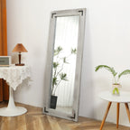Specchio da terra a figura intera con cornice in legno rustico stile fattoria - 65x24