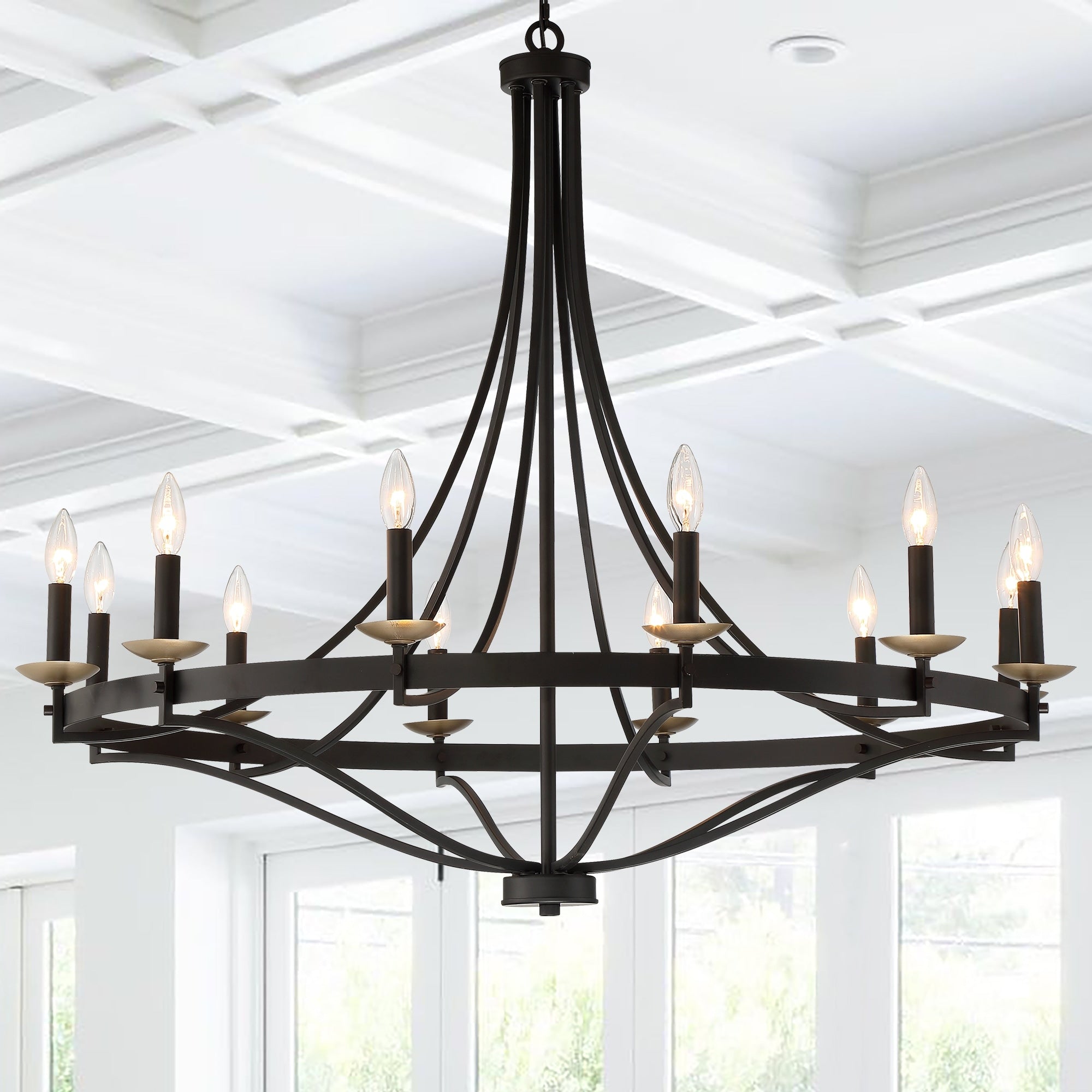 Lampadario Fidenza a 12 luci in stile Impero moderno in stile fattoria con UL - D40'' * H135''