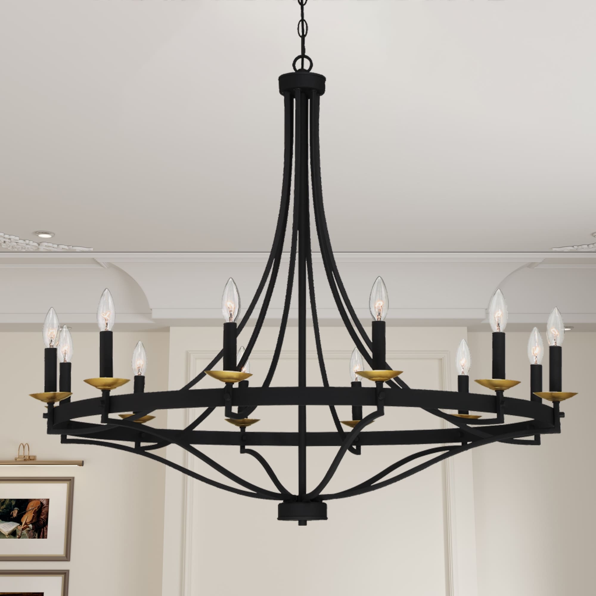 Lampadario Fidenza a 12 luci in stile Impero moderno in stile fattoria con UL - D40'' * H135''