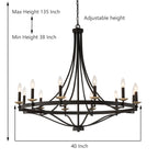 Lampadario Fidenza a 12 luci in stile Impero moderno in stile fattoria con UL - D40'' * H135''