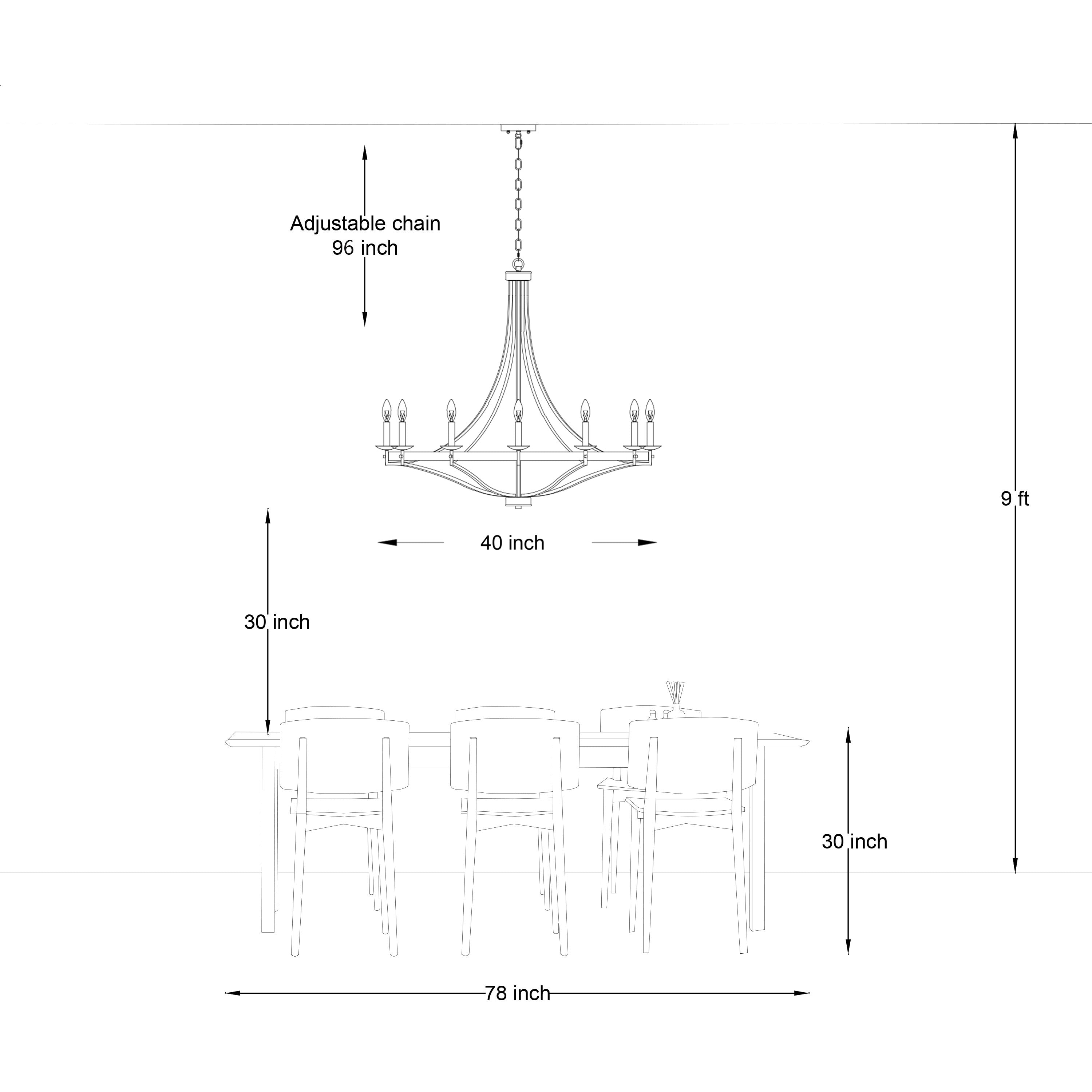 Lampadario Fidenza a 12 luci in stile Impero moderno in stile fattoria con UL - D40'' * H135''