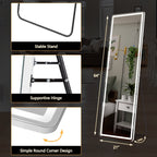 Specchio da terra con luce LED, specchio a figura intera 64 x 21 con supporto, specchio sospeso, specchio da parete, specchio a figura intera