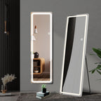 Specchio da terra con luce LED, specchio a figura intera 64 x 21 con supporto, specchio sospeso, specchio da parete, specchio a figura intera