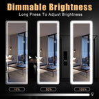 Specchio da terra con luce LED, specchio a figura intera 64 x 21 con supporto, specchio sospeso, specchio da parete, specchio a figura intera