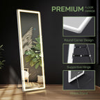Specchio da terra con luce LED, specchio a figura intera 64 x 21 con supporto, specchio sospeso, specchio da parete, specchio a figura intera