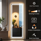 Specchio da terra con luce LED, specchio a figura intera 64 x 21 con supporto, specchio sospeso, specchio da parete, specchio a figura intera