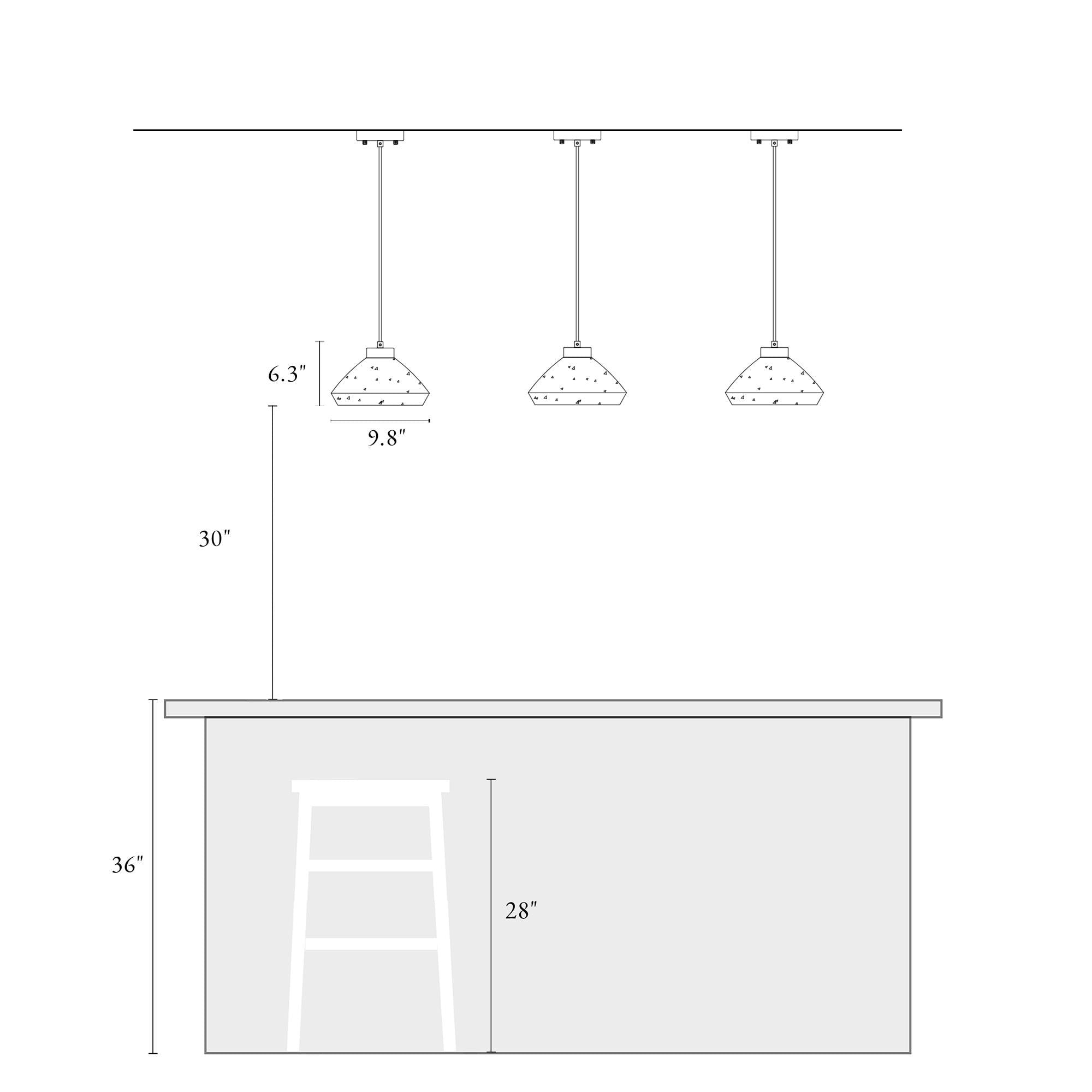 Lampadari moderni Flyn a sospensione per isola da cucina in vetro mercurio a 1 luce