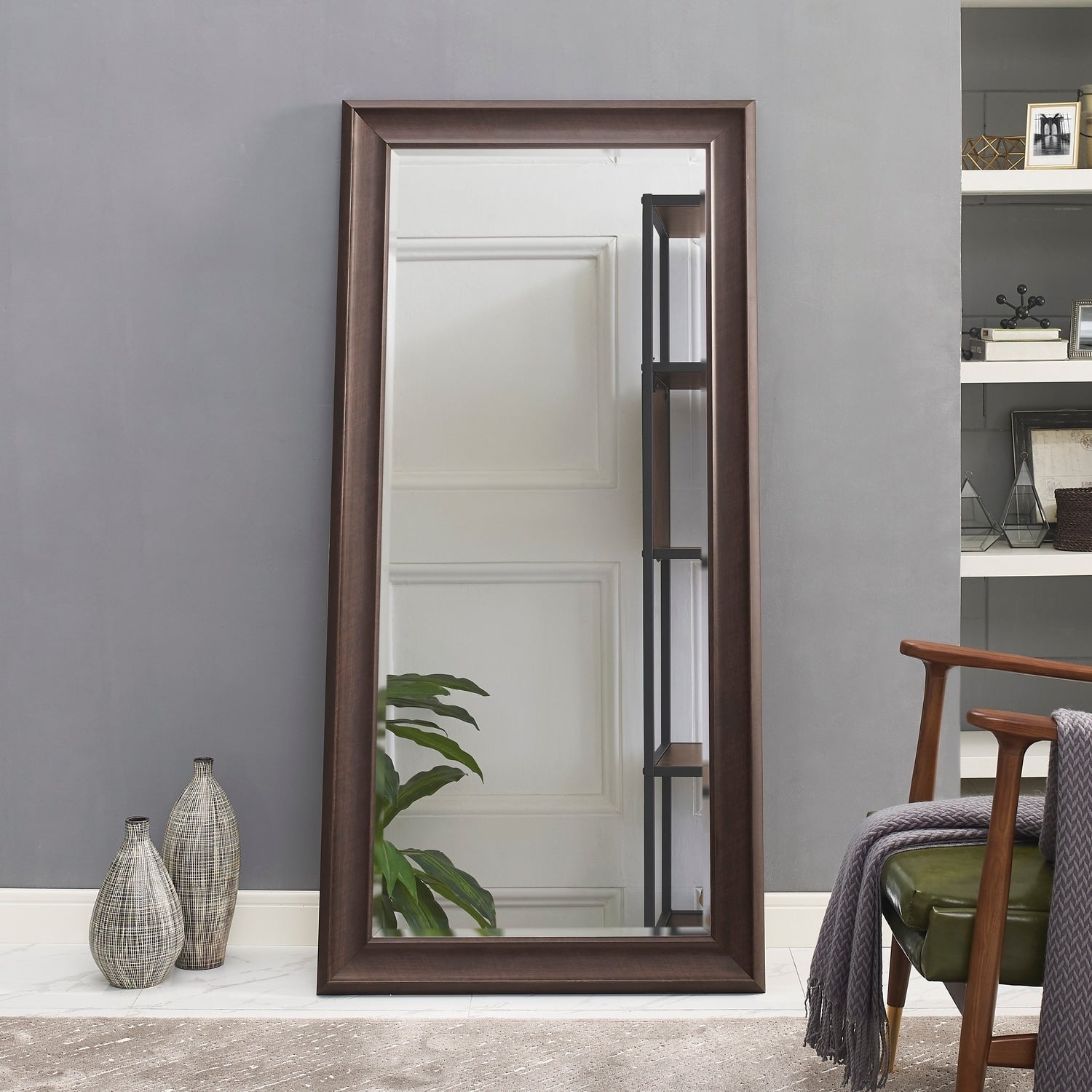 Specchio da terra a figura intera con cornice - Grande specchio rettangolare da terra, specchio a figura intera per camera da letto e spogliatoio