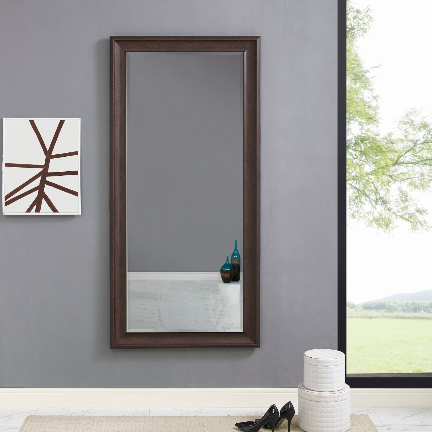 Specchio da terra a figura intera con cornice - Grande specchio rettangolare da terra, specchio a figura intera per camera da letto e spogliatoio