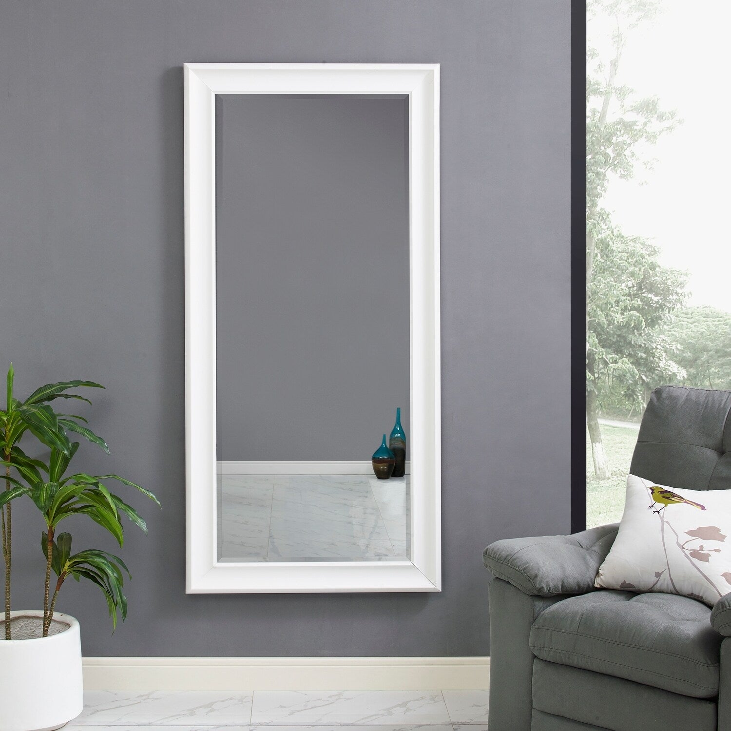 Specchio da terra a figura intera con cornice - Grande specchio rettangolare da terra, specchio a figura intera per camera da letto e spogliatoio