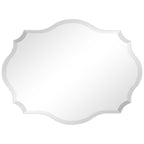 Specchio da parete elegante, oblungo, smussato e smerlato, senza cornice