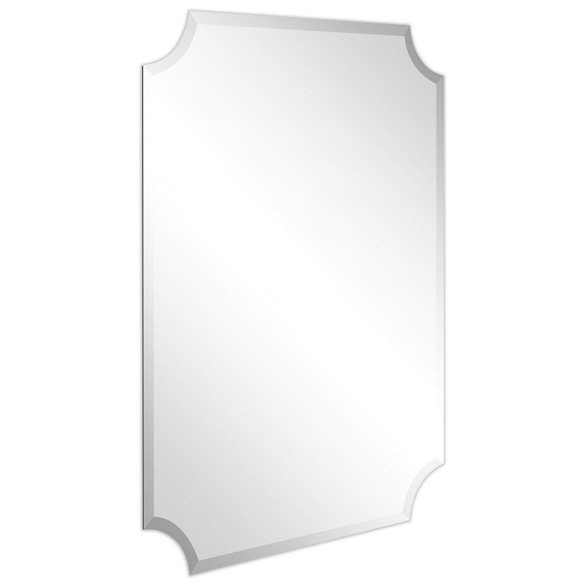 Specchio da parete rettangolare senza cornice, smussato, per bagno, toeletta, camera da letto, con 1 bordo smussato - Trasparente