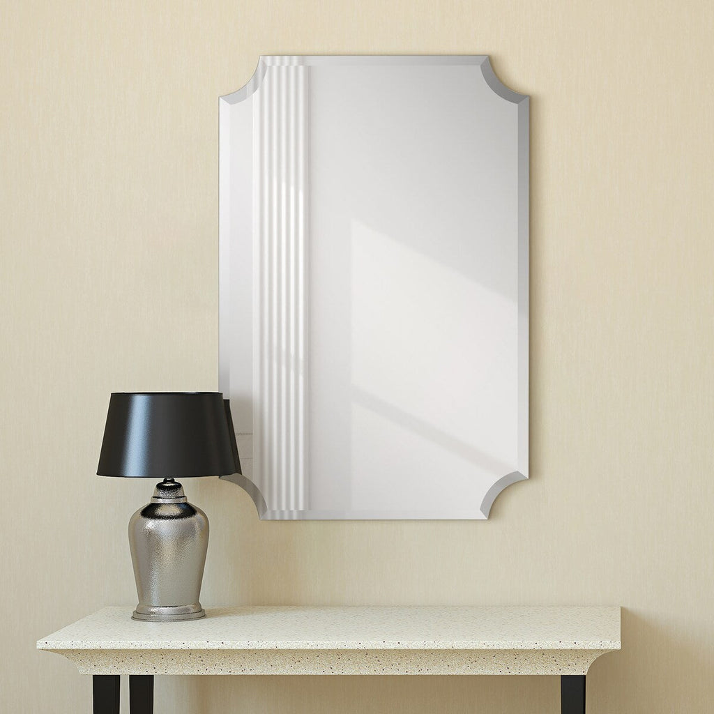 Specchio da parete rettangolare senza cornice, smussato, per bagno, toeletta, camera da letto, con 1 bordo smussato - Trasparente