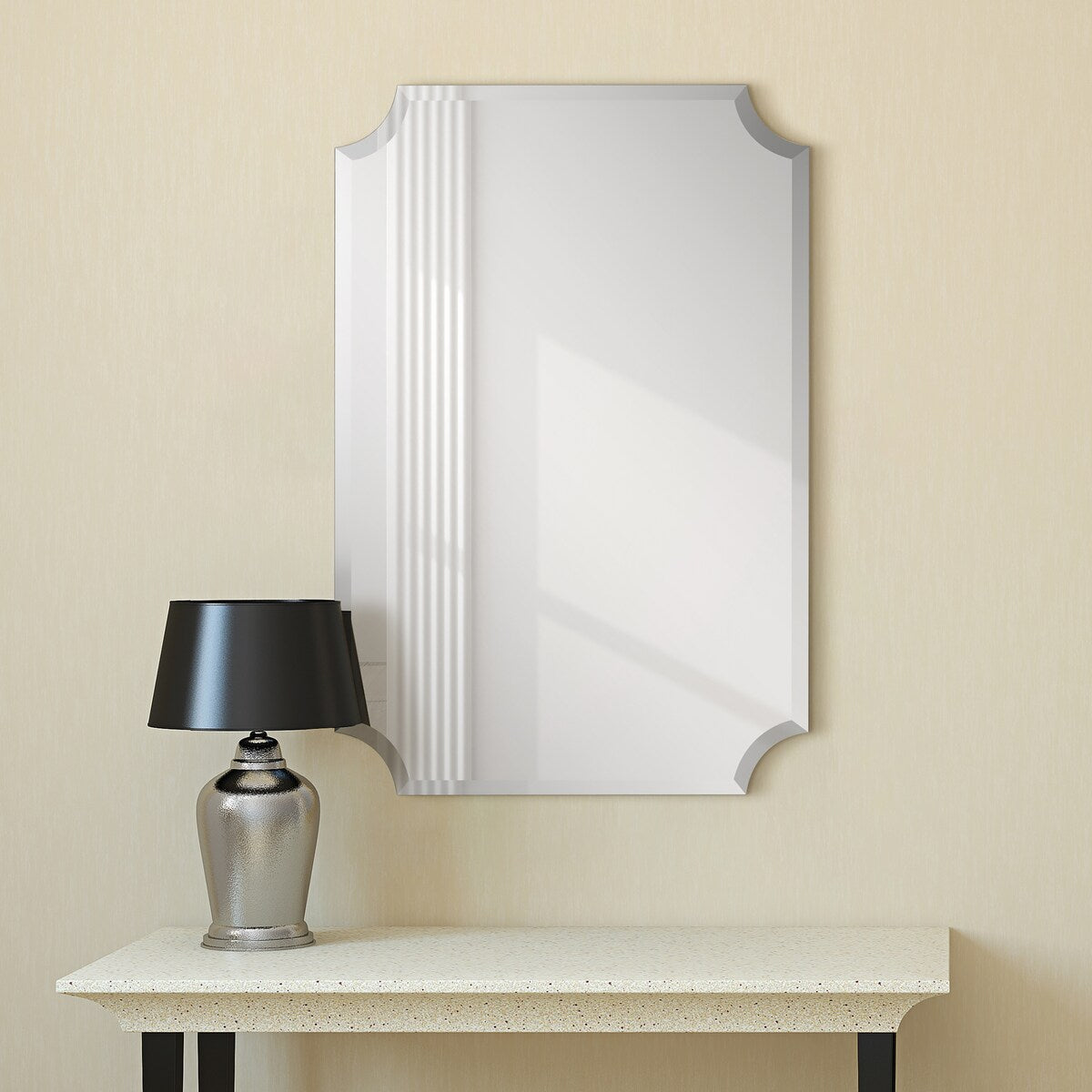 Specchio da parete rettangolare senza cornice, smussato, per bagno, toeletta, camera da letto, con 1 bordo smussato - Trasparente