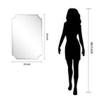 Specchio da parete rettangolare senza cornice, smussato, per bagno, toeletta, camera da letto, con 1 bordo smussato - Trasparente