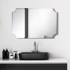 Specchio da parete rettangolare senza cornice, smussato, per bagno, toeletta, camera da letto, con 1 bordo smussato - Trasparente
