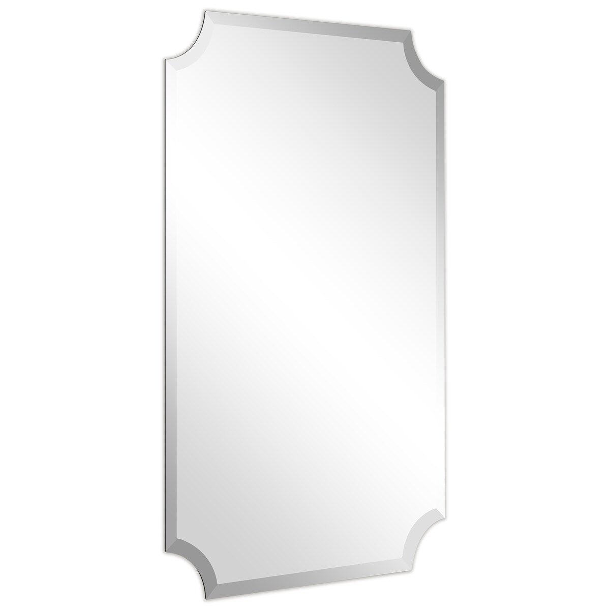 Specchio da parete rettangolare senza cornice, smussato, per bagno, toeletta, camera da letto, con 1 bordo smussato - Trasparente