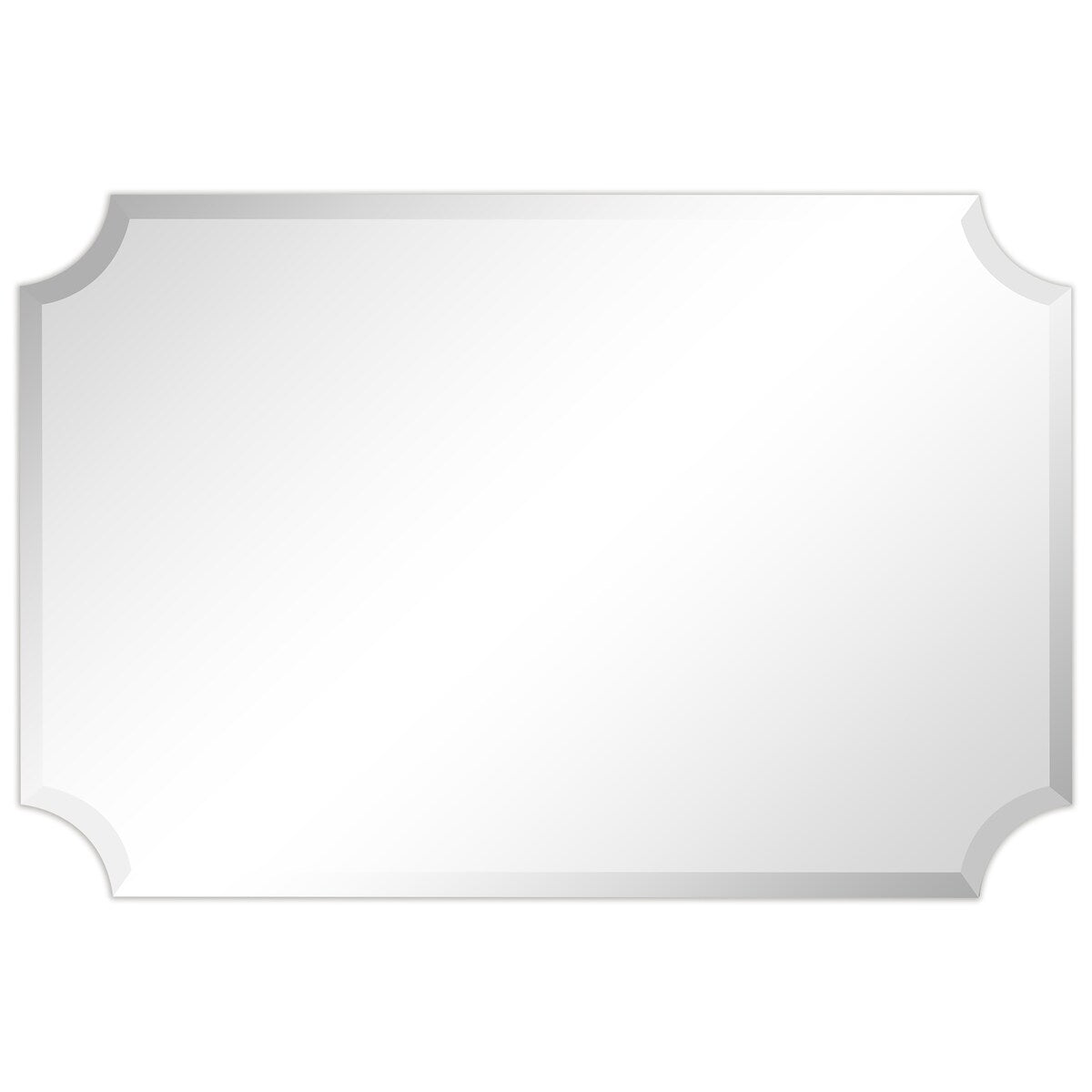 Specchio da parete rettangolare senza cornice, smussato, per bagno, toeletta, camera da letto, con 1 bordo smussato - Trasparente