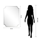 Specchio da parete rettangolare senza cornice, smussato, per bagno, toeletta, camera da letto, con 1 bordo smussato - Trasparente