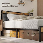 Letto matrimoniale/matrimoniale/queen size/king size con struttura in metallo e testiera imbottita con contenitore