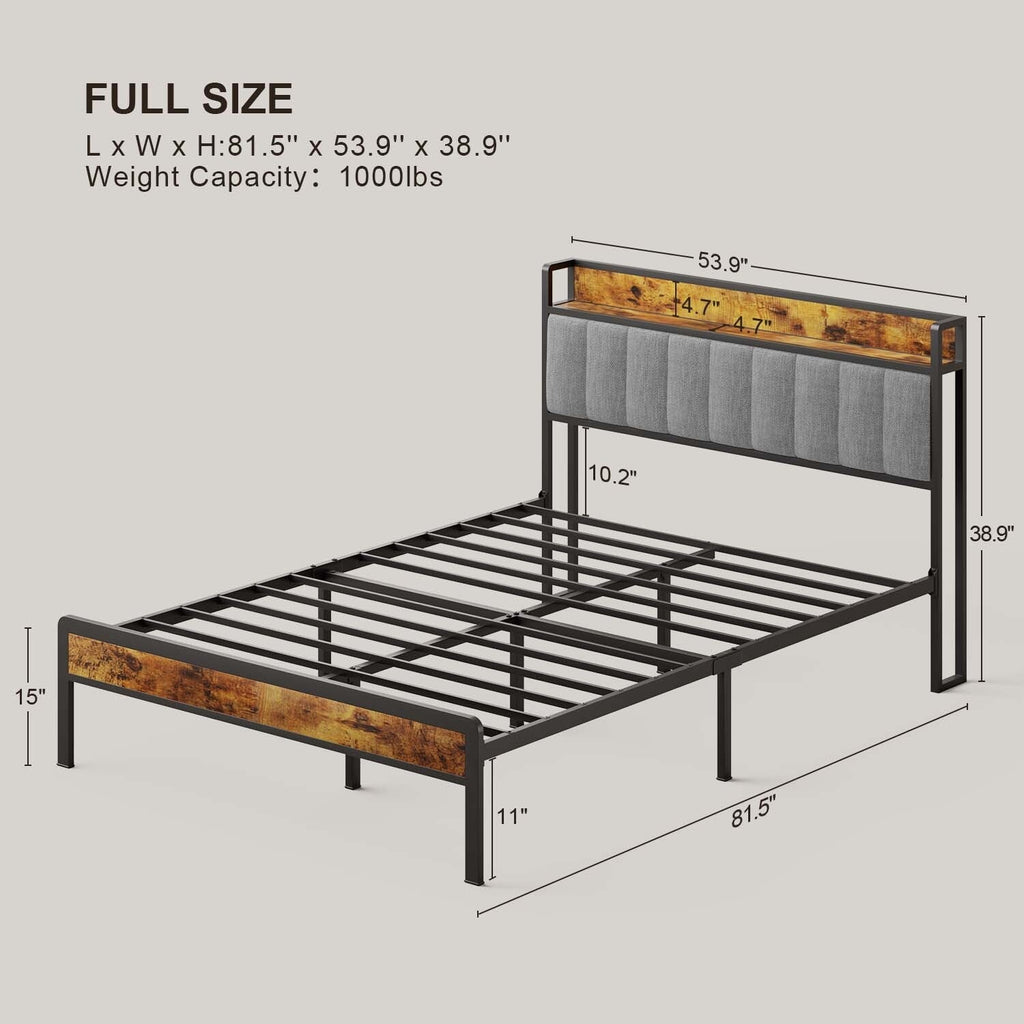 Letto matrimoniale/matrimoniale/queen size/king size con struttura in metallo e testiera imbottita con contenitore