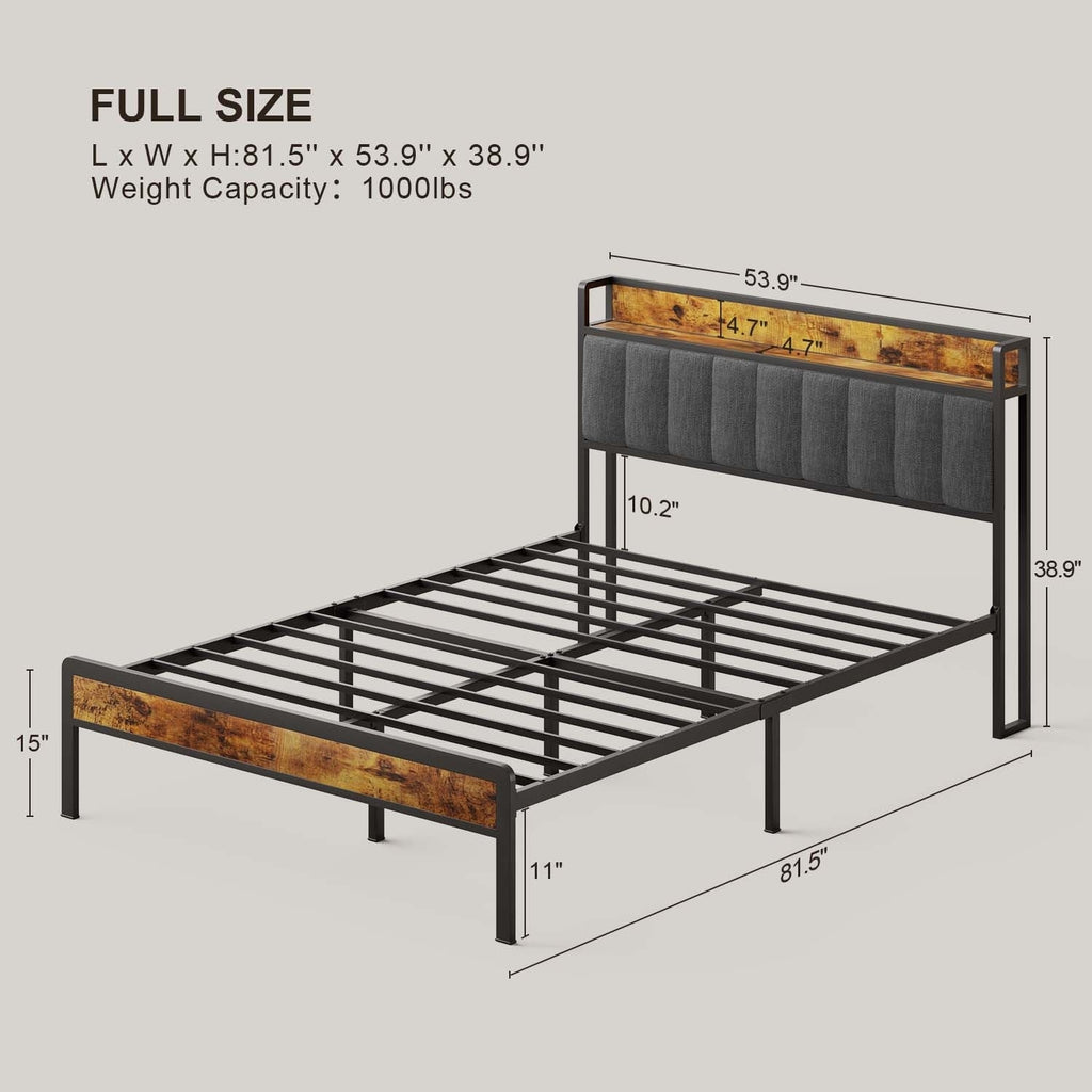 Letto matrimoniale/matrimoniale/queen size/king size con struttura in metallo e testiera imbottita con contenitore