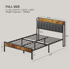Letto matrimoniale/matrimoniale/queen size/king size con struttura in metallo e testiera imbottita con contenitore