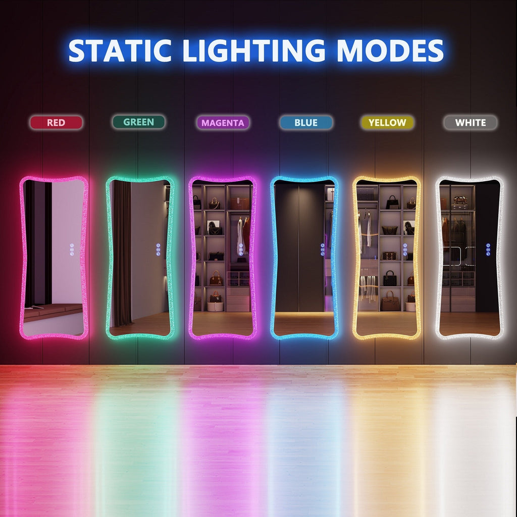 Specchio a figura intera con luci RGB - Bianco